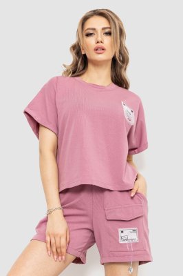 Костюм жіночий повсякденний футболка+шорти, колір світло-сливовий, 198R2012 - 8577947 - SvitStyle