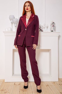 Жіночий костюм штани + піджак, вишневого кольору, 104R1285 - 8577957 - SvitStyle