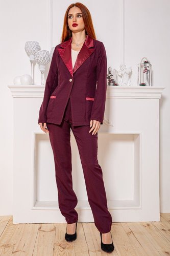Жіночий костюм штани + піджак, вишневого кольору, 104R1285 - SvitStyle
