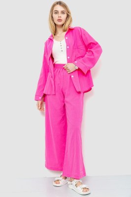 Костюм жіночий вільного крою тканина льон, колір рожевий, 177R026 - 8577973 - SvitStyle