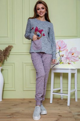 Жіночий костюм штани + кофта, сіро-пудрового кольору, 172R1211 - 8578110 - SvitStyle