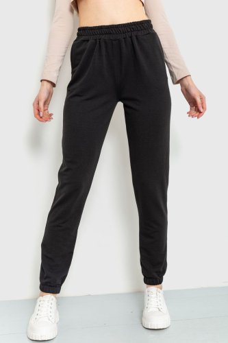 Спортивні штани жіночі двонитка, колір чорний, 102R292 - SvitStyle