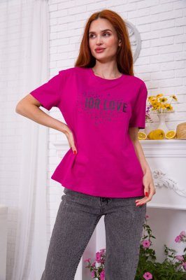 Жіноча футболка, вільного крою, кольору фуксії, 198R015 - 8578527 - SvitStyle
