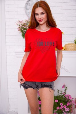 Червона жіноча футболка, вільного крою, 198R015 - 8578528 - SvitStyle