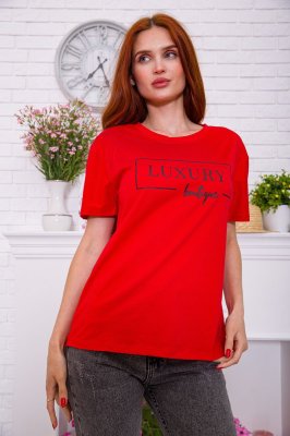 Жіноча футболка, червоного кольору з принтом, 198R014 - 8578531 - SvitStyle