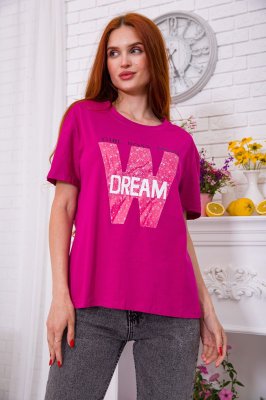 Жіноча футболка, кольору фуксії з принтом, 198R012 - 8578533 - SvitStyle