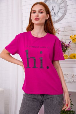 Жіноча футболка, кольору фуксії з принтом, 198R001 - 8578554 - SvitStyle