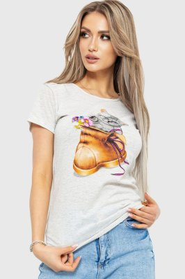 Жіноча футболка, колір світло-сірий, 190R104 - 8578561 - SvitStyle