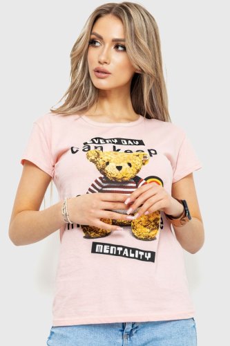 Жіноча футболка з принтом, колір персиковий, 190R101 - SvitStyle