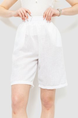 Шорти жіночі вільного крою тканина льон, колір білий, 177R023 - 8578584 - SvitStyle