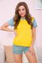 Жовто-блакитна жіноча футболка, з натуральної тканини, 102R289-1 (1)