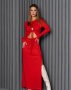 Червона трикотажна сукня з вирізами (1)