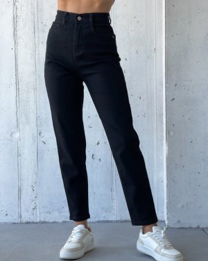 Чорні однотонні джинси Моми на байку - 8591896 - SvitStyle