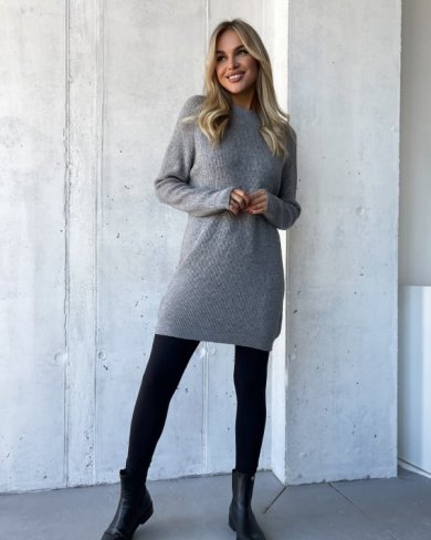 Сірий кашеміровий светр-туніка - SvitStyle