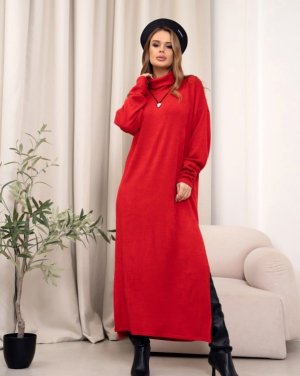 Червона сукня-гольф із розрізами - 8594184 - SvitStyle