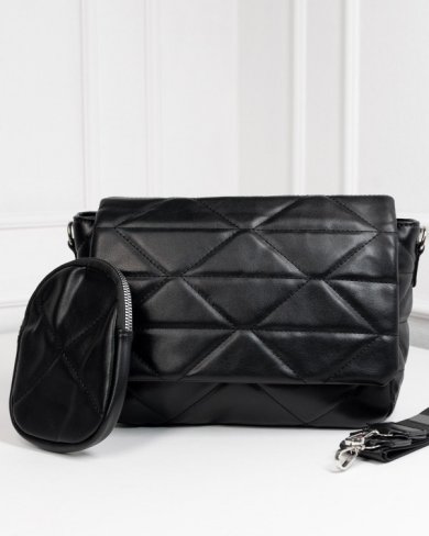 Чорна дута сумка з підвісним гаманцем - SvitStyle