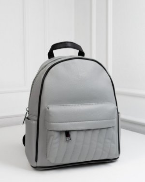 Сіро-чорний міський рюкзак із еко-шкіри - 8599870 - SvitStyle