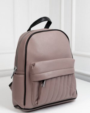 Рожево-чорний міський рюкзак із еко-шкіри - 8599871 - SvitStyle