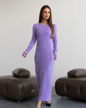Бузкова ангорова сукня максі довжини - SvitStyle
