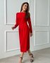 Червона класична сукня з розрізом (1)