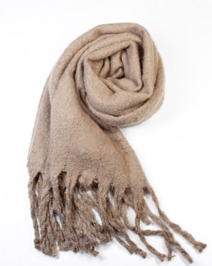 Вовняний довгий шарф коричневого кольору - 8609442 - SvitStyle