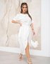 Біла довга сукня з розрізом на нозі (1)