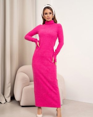 Малинова сукня-гольф з довжиною в підлогу - 8615531 - SvitStyle