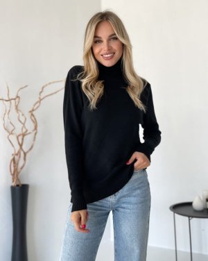 Чорний кашеміровий светр із високим горлом - 8615546 - SvitStyle