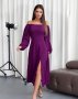 Фіолетова ретро сукня з розрізом (1)