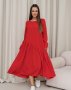 Червона сукня з асиметричним воланом (1)
