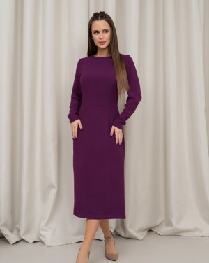 Фіолетова класична сукня з розрізом - 8615737 - SvitStyle