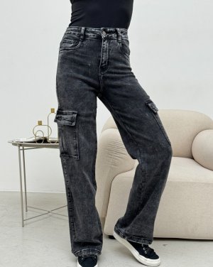 Сірі вільні джинси карго з кишенями - 8615835 - SvitStyle