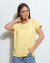 Жовта вільна футболка-кімоно з написом (1)