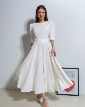 Біла сукня з декоративною спинкою - 8615984 - SvitStyle