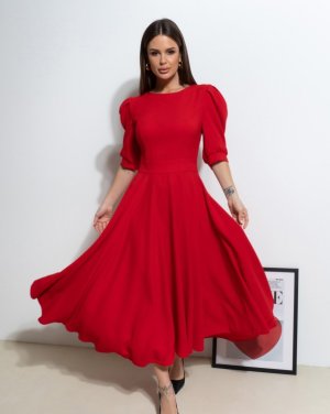 Червона сукня з декоративною спинкою - 8615985 - SvitStyle