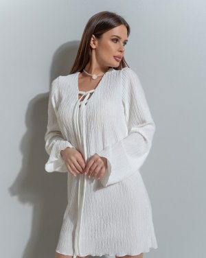 Біла сукня з жниварки з тасьмами - 8615986 - SvitStyle