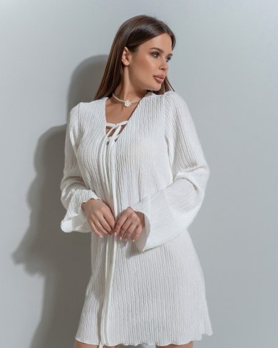 Біла сукня з жниварки з тасьмами - SvitStyle