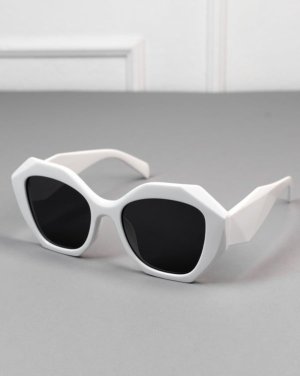 Білі окуляри з великою геометричною оправою - SvitStyle