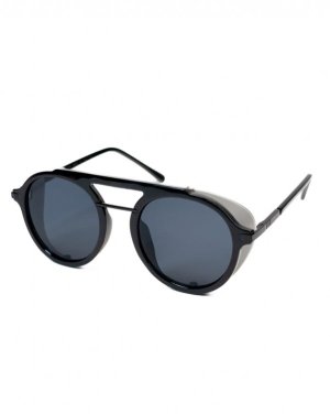 Чорні круглі окуляри зі вставками - 8616151 - SvitStyle