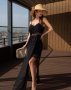 Чорна шифонова сукня з мереживом та розрізами (1)
