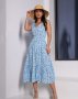 Бавовняна блакитна сукня з рюшами та воланом (1)