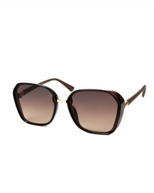 Темно-коричневі сонцезахисні окуляри з геометричною оправою - 8617157 - SvitStyle