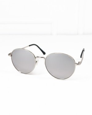 Сірі дзеркальні окуляри з металевою оправою - SvitStyle