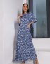 Бавовняна синя сукня-сорочка з квітковим принтом (1)