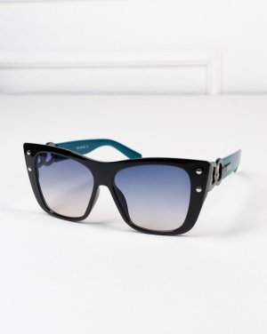 Чорно-бірюзові сонцезахисні окуляри кішки - SvitStyle