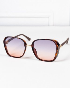 Коричневі сонцезахисні окуляри з геометричною оправою - SvitStyle