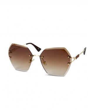 Безправні сонцезахисні окуляри коричневого кольору - 8617269 - SvitStyle