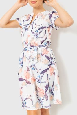Сукня з принтом, колір молочно-персиковий, 230R006-8 - SvitStyle