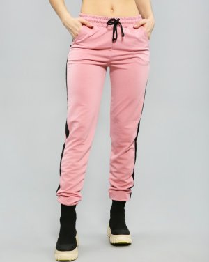 Рожеві трикотажні штани з лампасами - SvitStyle