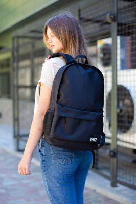 Рюкзак міський чорного кольору із зовнішньою кишенею на замку Without - 7707043 - SvitStyle